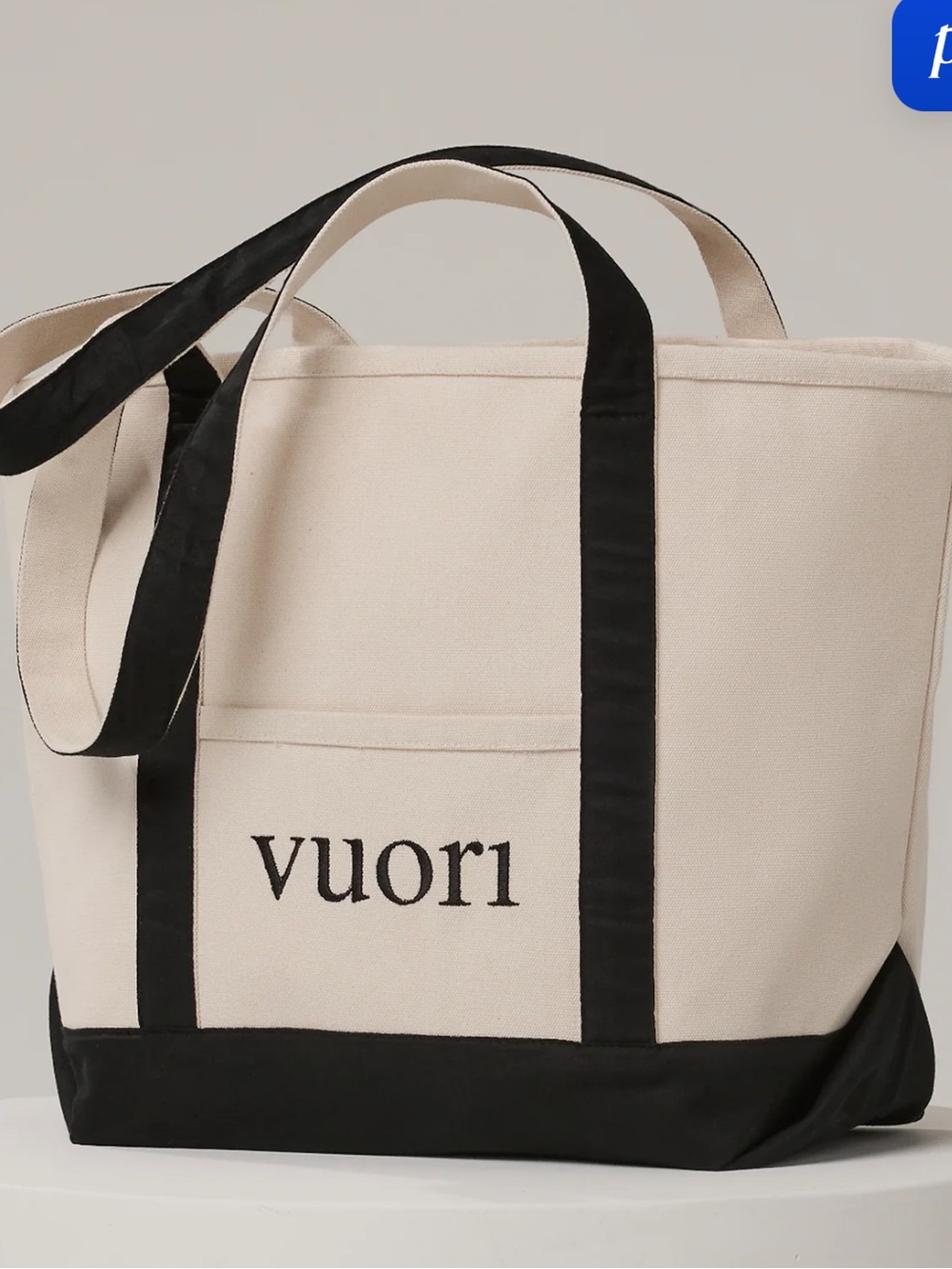 Vuori limited edition Cream and Black Canvas Tote